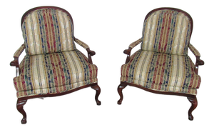 Pair of 1980s Thomasville Club Chairs Designer French