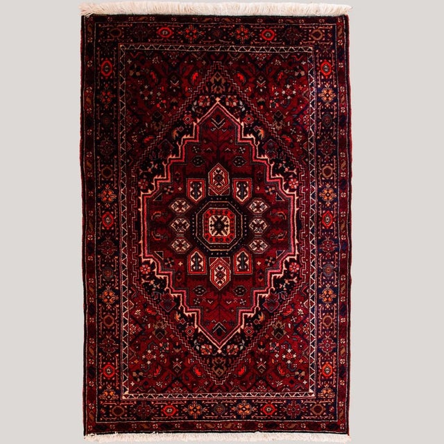 1980s Vintage Middle Eastern Hamadan Rug in Hand-Knotted Wool, 1980s For Sale - Image 5 of 5