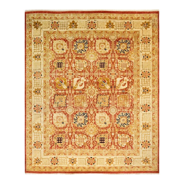 Vintage Traditional Hand Knotted Wool Area Rug, Orange - 8'2" X 9'8" For Sale - Image 9 of 9