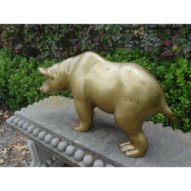 1960s Large Brass Bear Sculpture For Sale - Image 5 of 10