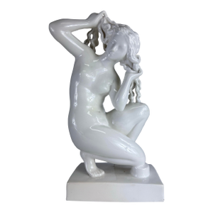 Vintage Oversized Blanc De Chin Deco Inspired Figural Sculpture