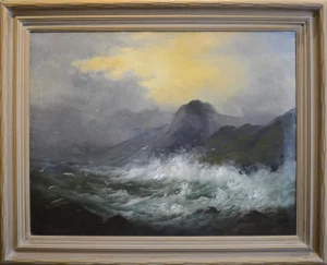 Late 20th Century Seascape Oil Painting, Framed