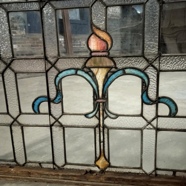 Beaux-Arts Antique Beaux Arts Style Stained Glass Window For Sale - Image 3 of 5