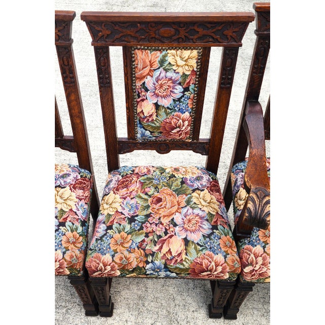 Antique English Oak Dining Chairs 1800s Set of 6 For Sale - Image 14 of 16