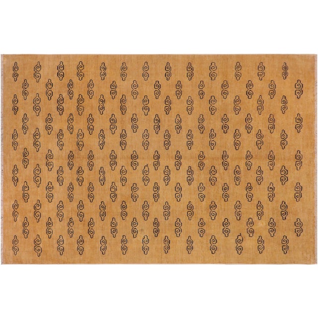 1980s 1980s Contemporary Gabbeh Tan/Blue Wool Rug - 7'10" X 9'2" For Sale - Image 9 of 10