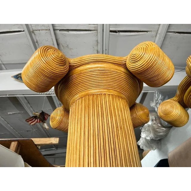 Wood Monumental Pair of Bamboo Split Reed Ionic Columns For Sale - Image 7 of 13