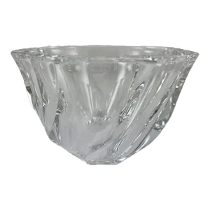 1990s Orrefors Olle Alberius Designed Swirl Crystal Bowl