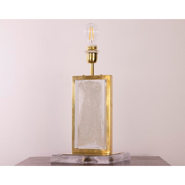 Italian Collectable Handmade Artistic Table Lamp in Murano Glass & Brass, Italy For Sale - Image 4 of 11
