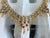 Coro Vintage 1960s Gold Tone Etruscan Revival Fringe Bib Collar Necklace With Faux Coral Dangles For Sale - Image 4 of 10