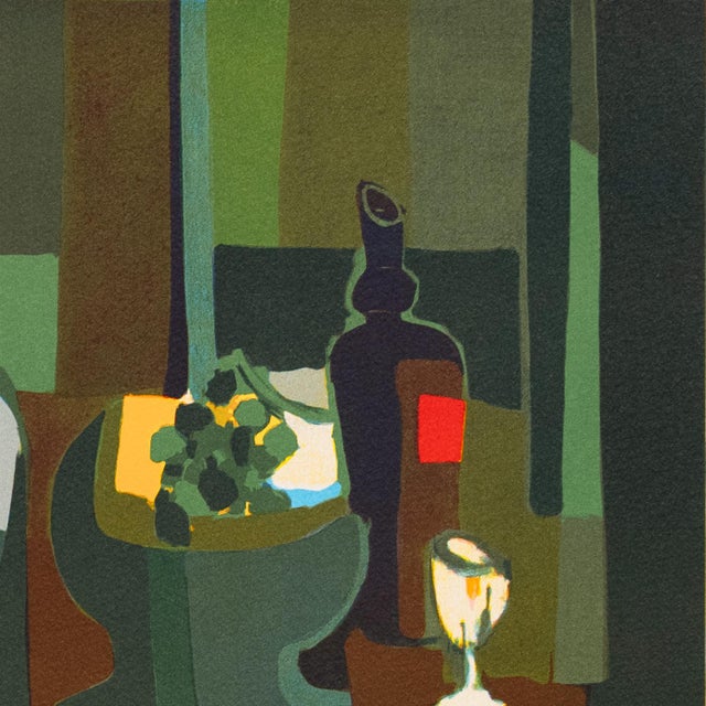 Green 'Still Life With Guitar' by Marcel Mouly, 1989, Musee Moderne, Paris, Salon D'Automne, New York Museum of Modern Art, Los Angeles County Museum of Art For Sale - Image 8 of 11