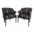 Vintage Ebonized Carved Ram's Head Bergère Chairs, Pair For Sale