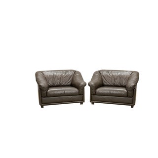Set of Brown Leather Lounge Chairs from Leolux, Netherlands, 1970s For Sale