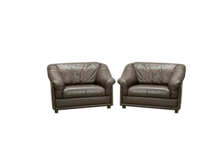 Set of Brown Leather Lounge Chairs from Leolux, Netherlands, 1970s