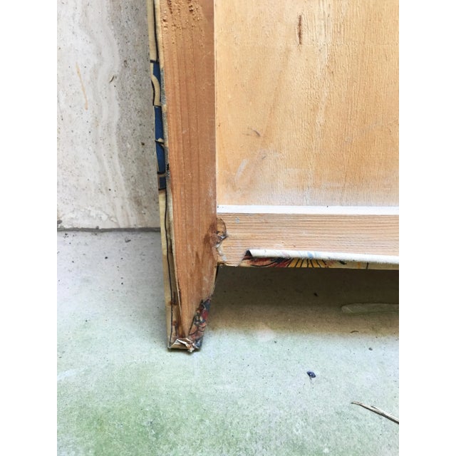 Wood Mid-Century Floral Vinyl Coat Panel with 4 Brass Hooks, 1950s For Sale - Image 7 of 15