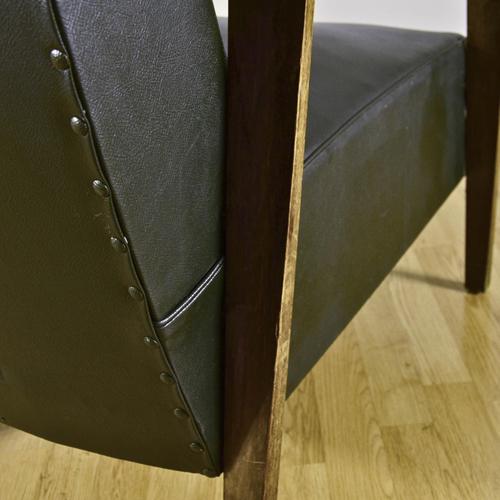 Green Vintage Chair in Dark Green Leather and Wood by Anonima Castelli, 1940s For Sale - Image 8 of 9
