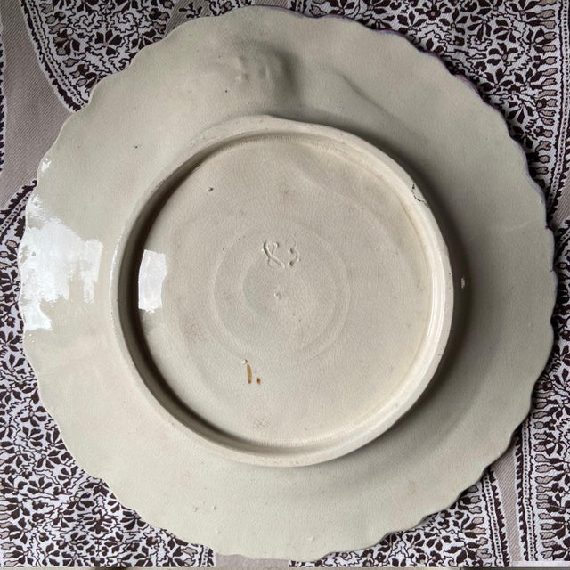 Ceramic Belgian Majolica Mold 83 Artichoke and Thistle Plate, 1880 For Sale - Image 7 of 8
