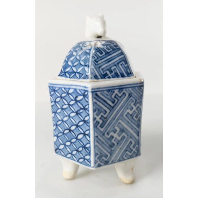 Japanese Japanese Blue and White Arita Kiln Incense Burner Censer For Sale - Image 3 of 13