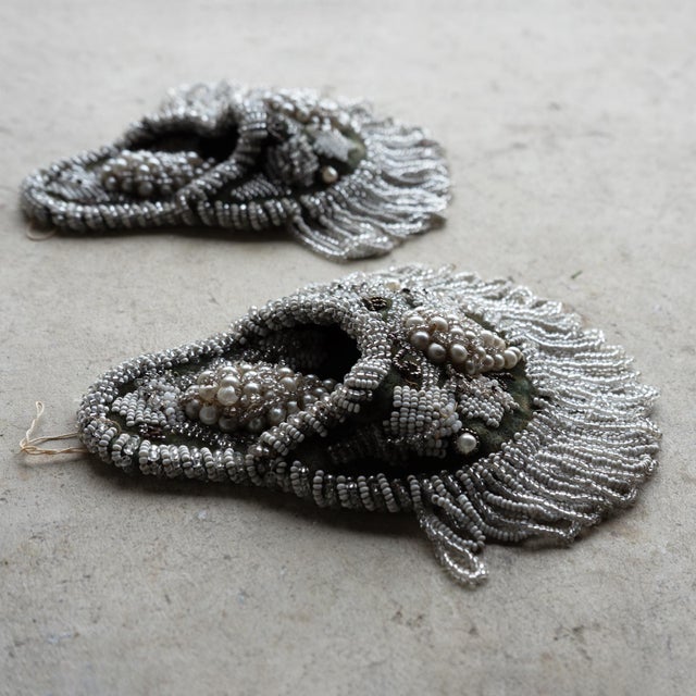 Pair of Antique Victorian Beadwork Wall Pockets, Glass Faux Pearl Beaded Decoration, 19th Century For Sale - Image 4 of 9