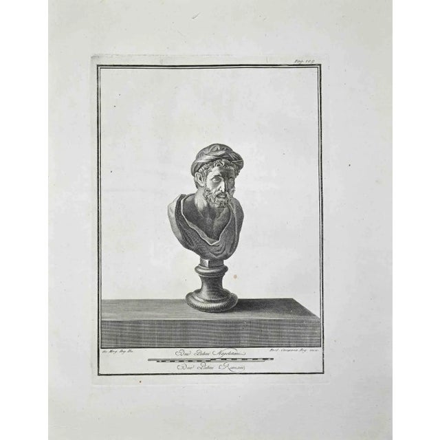 Ancient roman bust, form the series "antiquities of herculaneum", is an original etching on paper realized by ferdinando...