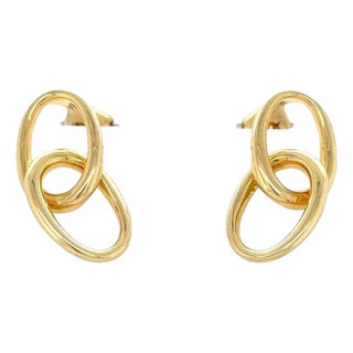 Late 20th Century Tiffany & Co., Elsa Peretti, 18k Yellow Gold Double Loop Earrings, A Pair For Sale