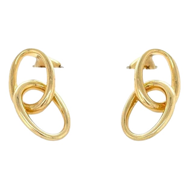 Late 20th Century Tiffany & Co., Elsa Peretti, 18k Yellow Gold Double Loop Earrings, A Pair For Sale