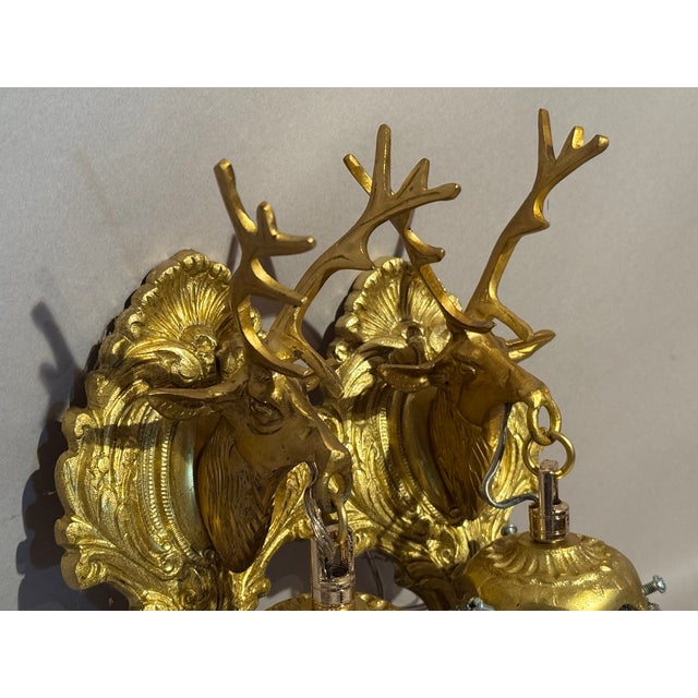 Late 20c French Louis XVI Gilt Bronze Wall Lamps / Sconces - 2 PCS For Sale - Image 4 of 17