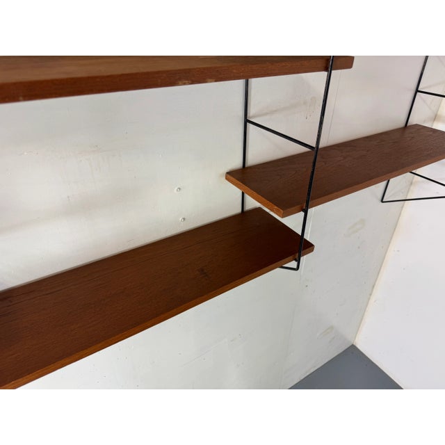 Mid-Century Modern Teak and Steel String Wall System by Kajsa & Nils Nisse Strinning for String, 1950s, Set of 6 For Sale - Image 4 of 9