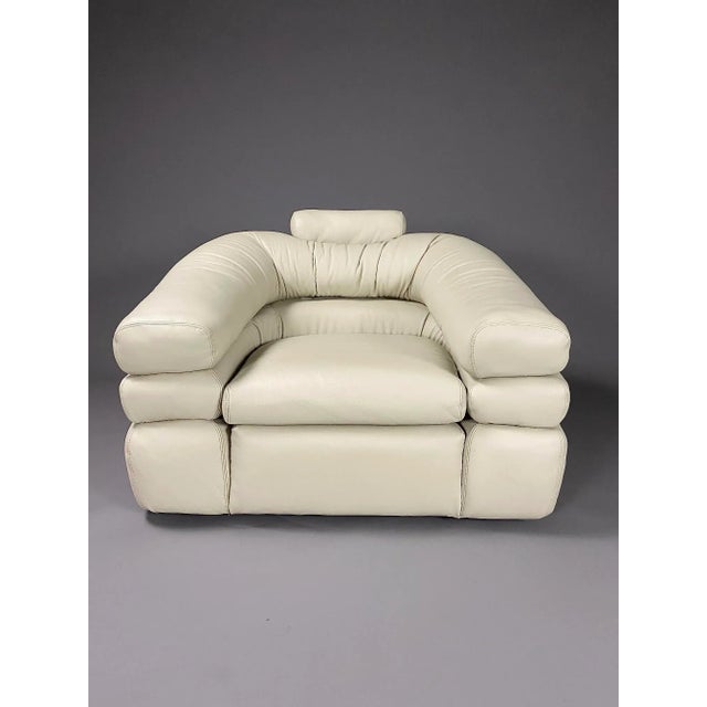Mid-Century Modern Ivory Leather Straccio Lounge Chair from Zanotta, Italy For Sale - Image 9 of 15