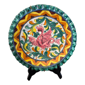 Vintage Italian Majolica Style Hand-Painted Griffin Wall Charger – 12”