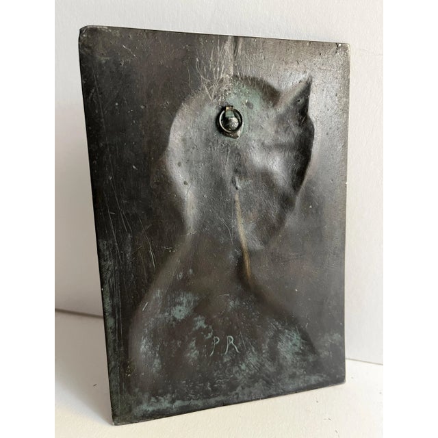 Antique Late 19th Century Bronzed Woman With Crown and Halo Wall Plaque For Sale - Image 4 of 6