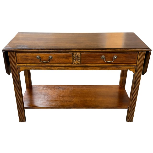 Transitional Vintage Hekman Furniture Matching Set: Fluted Console/Sofa Table + Lift-Top Storage Coffee Table For Sale - Image 3 of 17