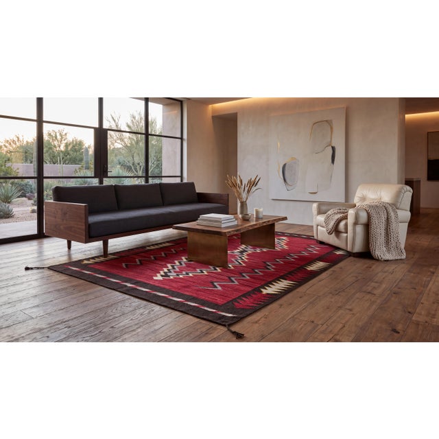 Elevate refined rustic, modern organic, or curated eclectic interiors with this striking contemporary Navajo-style wool...