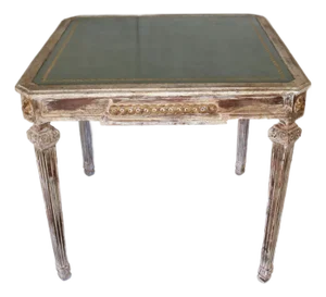 1930s Italian Neoclassical Leather-Top Game Table / Center Table