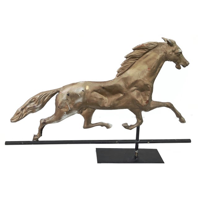 Late 19th Century Antique 19thC "Ethan Allen" Full Bodied Copper Gold Painted Horse Weathervane C1890s For Sale - Image 5 of 5