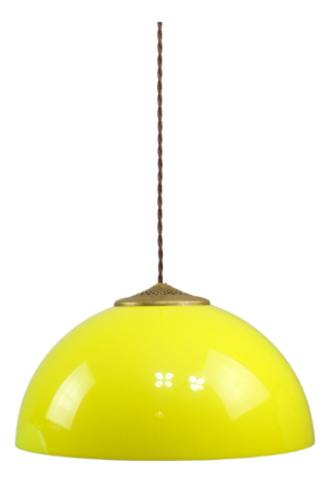 Vintage Italian Brass and Yellow Acrylic Glass Pendant Lamp
