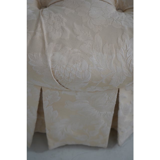 Round Tufted Ottoman W. Pleated Skirt For Sale In Philadelphia - Image 6 of 11