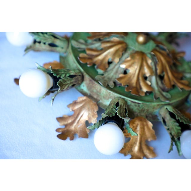 Vintage Gold & Green Florentine Ceiling Lamp from Banci, 1970s For Sale - Image 13 of 15