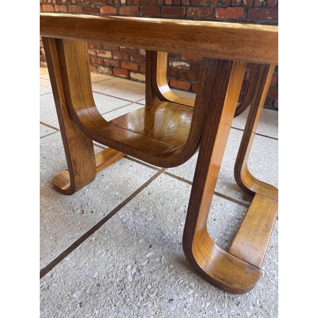 Wood 70's MCM Mersman Oak Smoked Glass End Table For Sale - Image 7 of 14