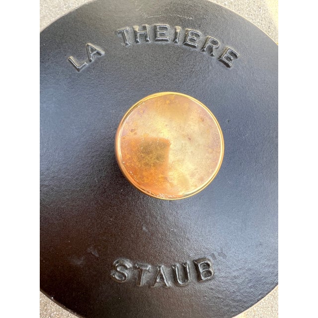 Vintage Staub "La Théiére" French Cast Iron Teapot With Brass Handles For Sale - Image 10 of 10