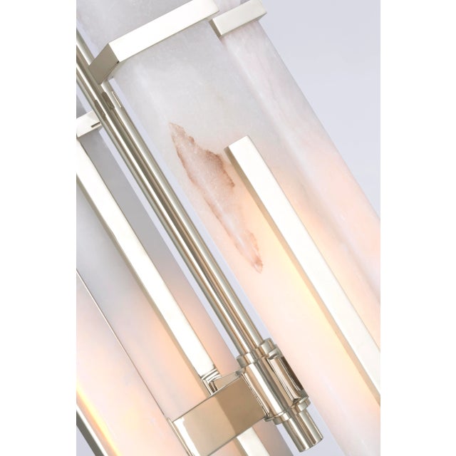 Malik Small Chandelier in Polished Nickel with Alabaster Designer: Ian K. Fowler Fixture Height: 18.75" Min. Custom...