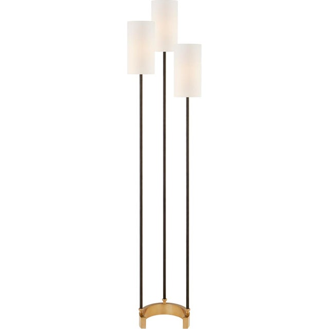 Aimee Floor Lamp in Bronze and Hand-Rubbed Antique Brass with Linen Shades Designer: Suzanne Kasler Height: 67.75" Shade...