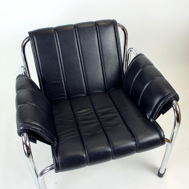 Lounge Chair in Chrome and Leatherette by Viliam Chlebo for Kodreta, 1980s For Sale - Image 9 of 14