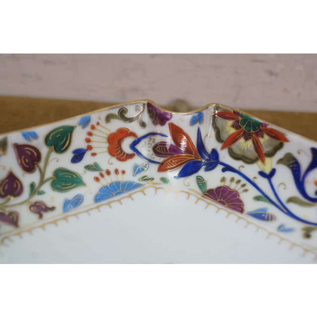 Early 20th Century Antique Royal Vienna Ruffled Flower Serving Dish Shallow Bowl Compote 8" For Sale - Image 5 of 13