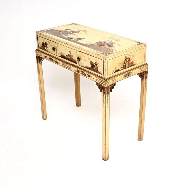 Wood Antique Chinoiserie Lacquered Console Table, 1920s For Sale - Image 7 of 16