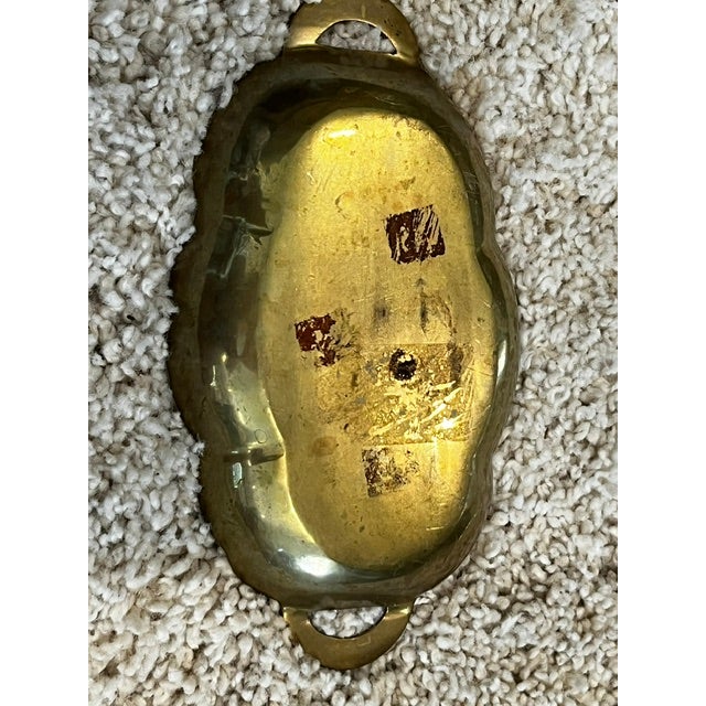 Art Nouveau Mt675 Vintage Heavy Brass and Enamel Trinket Dish For Sale - Image 3 of 6
