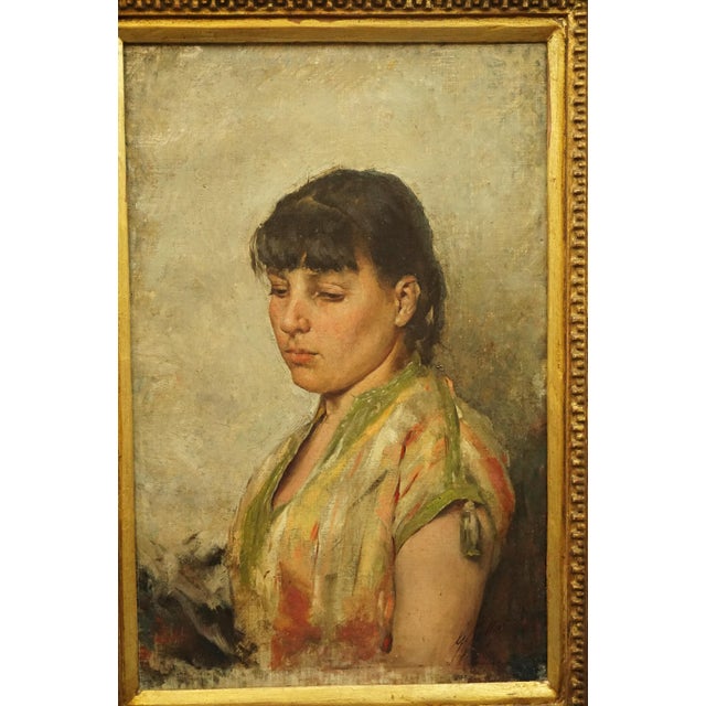 Giovanni Fattori, Portrait of a Woman, 19th Century, Oil Painting on Canvas, Framed For Sale - Image 4 of 18