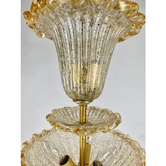 Vintage Venetian Glass 3 Tiered Pendant Light With 5 Lights For Sale - Image 9 of 11