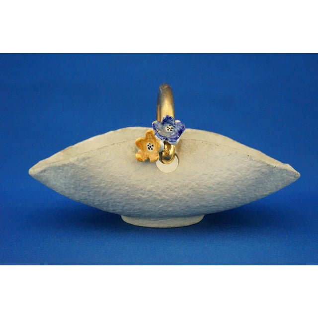 Art Deco Basket Vase in Majolicated Ceramic by Dante Baldelli, 1920s For Sale - Image 9 of 18