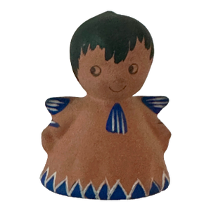 Vintage 20th Century Hand Painted Terra Cotta Boy Angel Bell