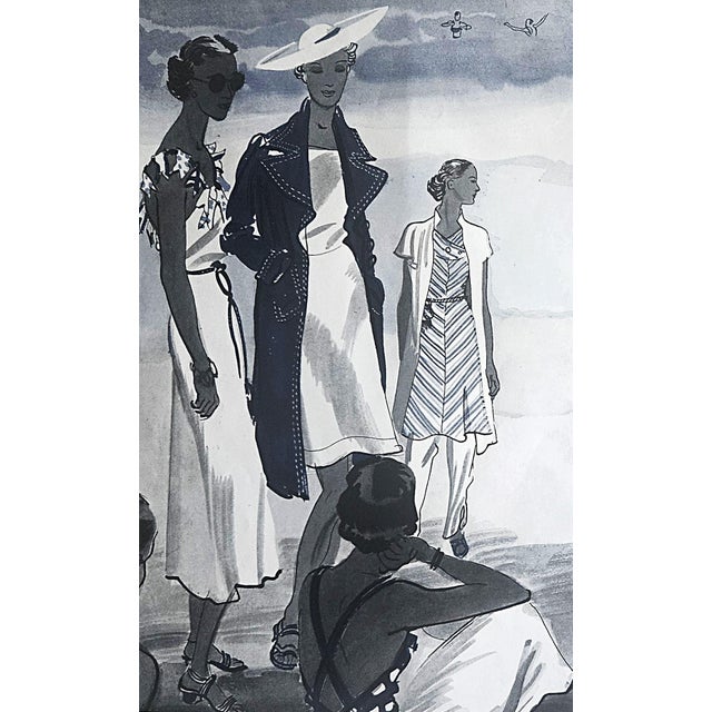 Chanel 1936 Set of 2 French Beach Art Deco Fashion Prints- Chanel For Sale - Image 4 of 5